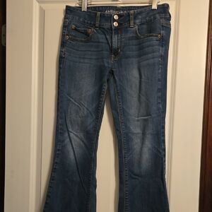 American Eagle Outfitters Women's Dark Blue Flare Jeans